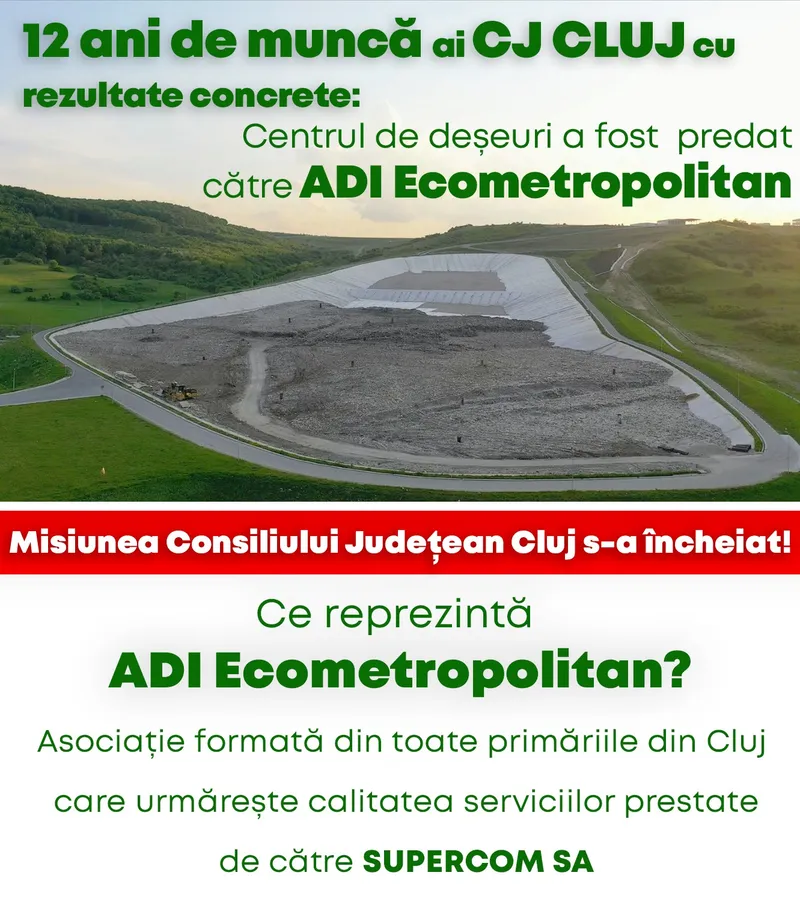 ADI Eco-Metropolitan Cluj administrează gestionarea deșeurilor din județul Cluj