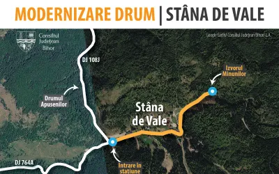 Au început lucrările de modernizare a DJ 764A în stațiunea Stâna de Vale