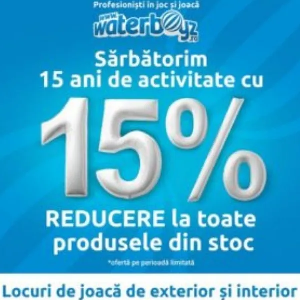 15% REDUCERE la toate produsele din stoc