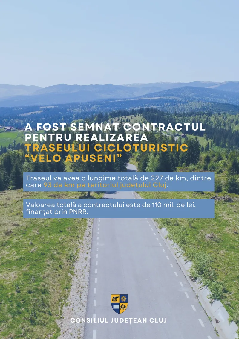 A fost semnat contractul de finanțare, prin PNRR, pentru traseul cicloturistic „Velo Apuseni”
