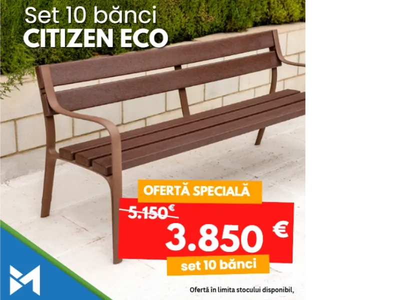 10 Bănci stradale Ecologice, din plastic reciclat - la preț redus