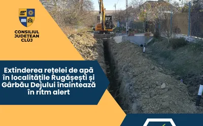 Extinderea rețelei de apă în localitățile Rugășești și Gârbău Dejului înaintează în ritm alert