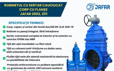 Robinet cu sertar cauciucat, corp cu flanșe JAFAR 2002 - 2111