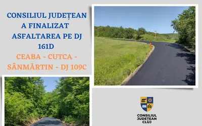 Consiliul Județean a finalizat asfaltarea pe DJ 161D Ceaba - Cutca - Sânmărtin - DJ 109C