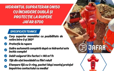 Hidrant suprateran DN150 cu închidere dublă și protecție la rupere JAFAR 8700