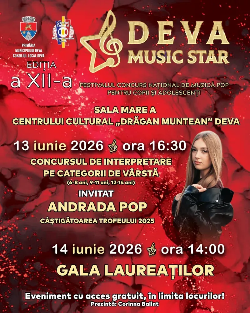 Deva găzduiește Festivalul-Concurs Național „Deva Music Star” 2026 – 13–14 iunie