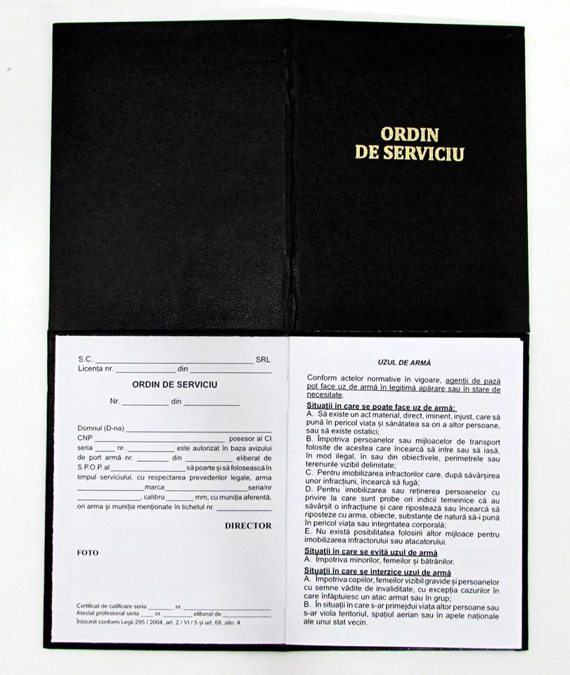 Ordin de serviciu pentru agenti de paza