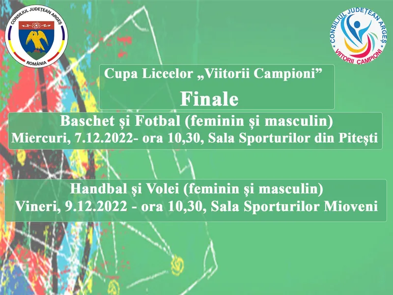 Invitatie - finalele Cupei Liceelor \"Viitorii Campioni\"