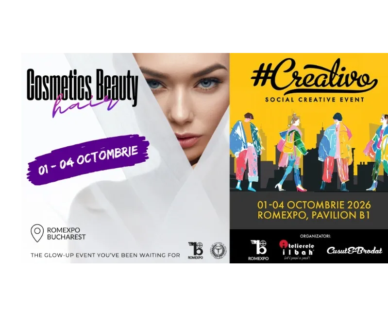 Cosmetics Beauty Hair 2026 și #Creativo încep în câteva zile la ROMEXPO: lansări în premieră, demonstrații live și workshopuri gratuite de modă și design