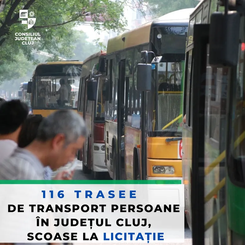116 trasee de transport persoane în județul Cluj, scoase la licitație
