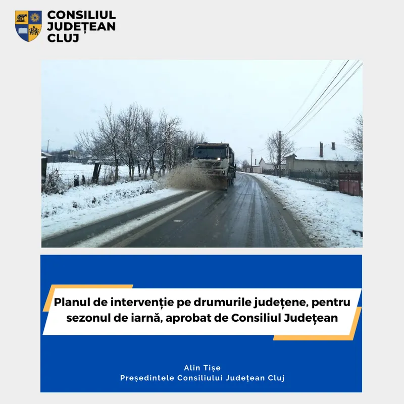 Planul de intervenție pe drumurile județene, pentru sezonul de iarnă, aprobat de Consiliul Județean