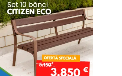 10 Bănci stradale Ecologice, din plastic reciclat - la preț redus