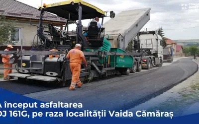 Comunicat de presă | A început asfaltarea drumului județean de pe raza localității Vaida Cămăraș