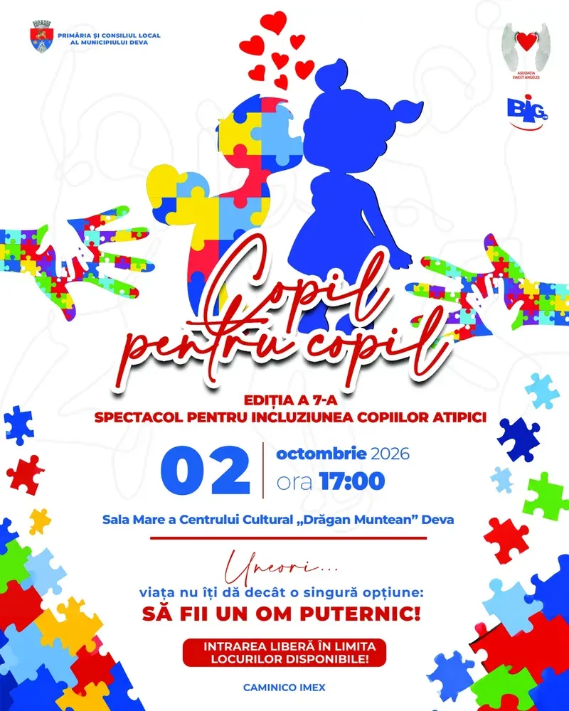 „Copil pentru copil” — a VII-a ediție la Deva, 2 octombrie 2026