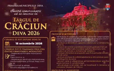 Primăria Deva prelungește termenul pentru înscrieri la Târgul de Crăciun Deva 2026