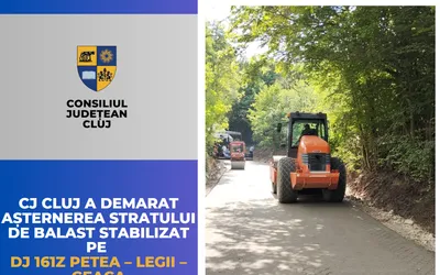 Consiliul Județean a demarat așternerea stratului de balast stabilizat pe cel mai nou drum județean