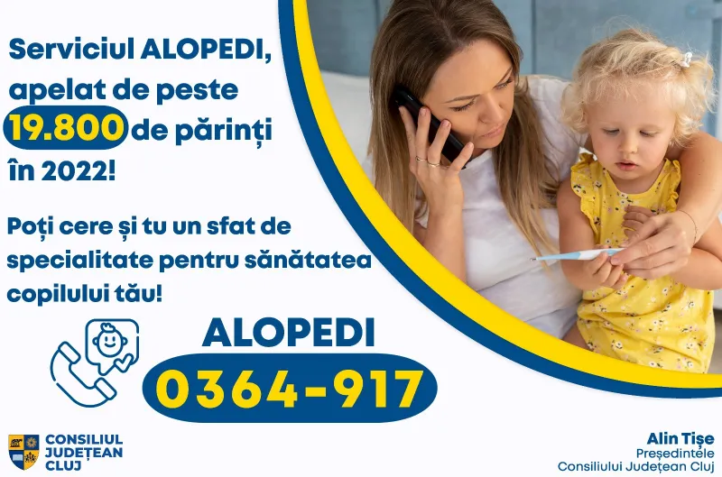 Serviciul ALOPEDI, apelat de peste 19.800 de părinți în anul 2022