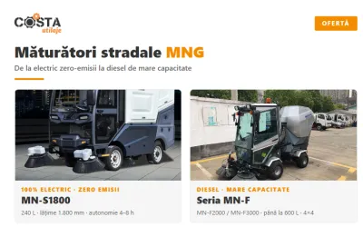 Măturători stradale MNG — de la electric zero-emisii la diesel de mare capacitate