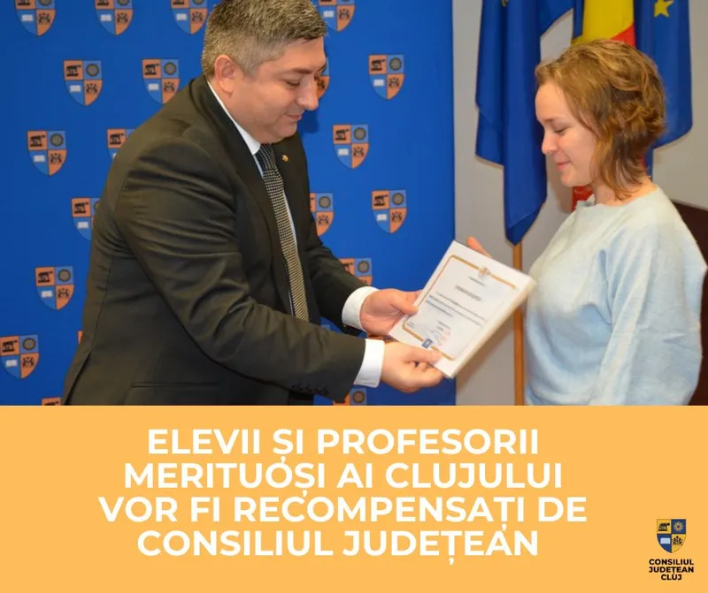 Elevii și profesorii merituoși ai Clujului vor fi recompensați de Consiliul Județean