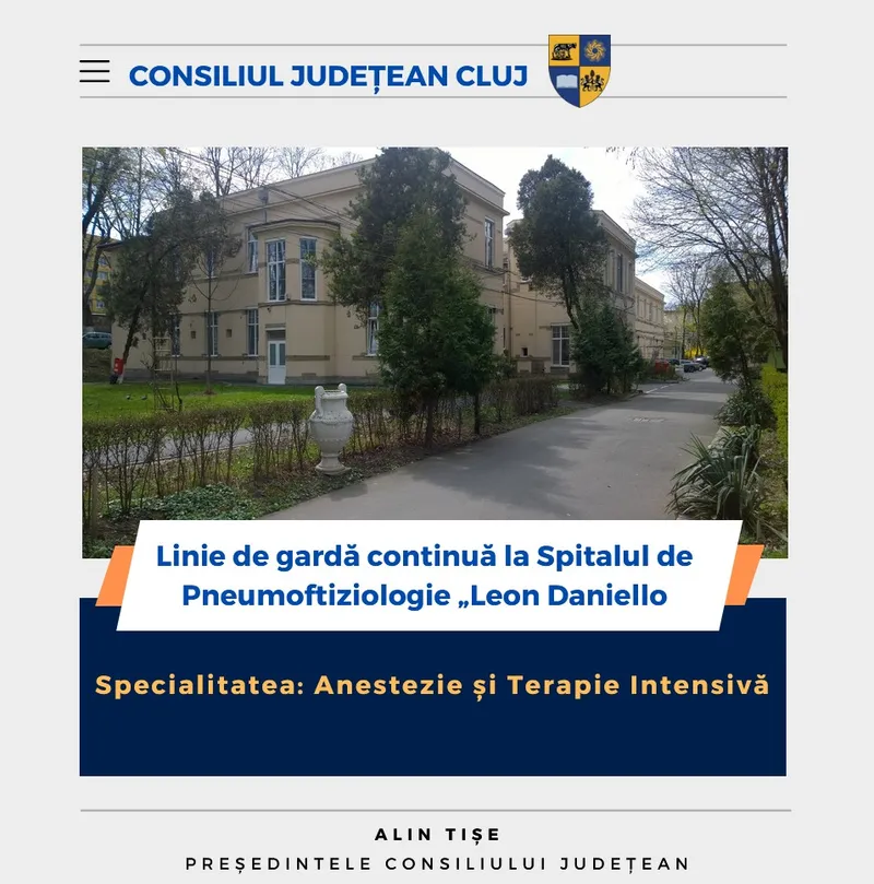 Linie de gardă continuă în specialitatea Anestezie și Terapie Intensivă la Spitalul de Pneumoftiziologie „Leon Daniello”