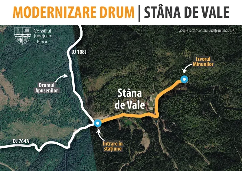 Au început lucrările de modernizare a DJ 764A în stațiunea Stâna de Vale