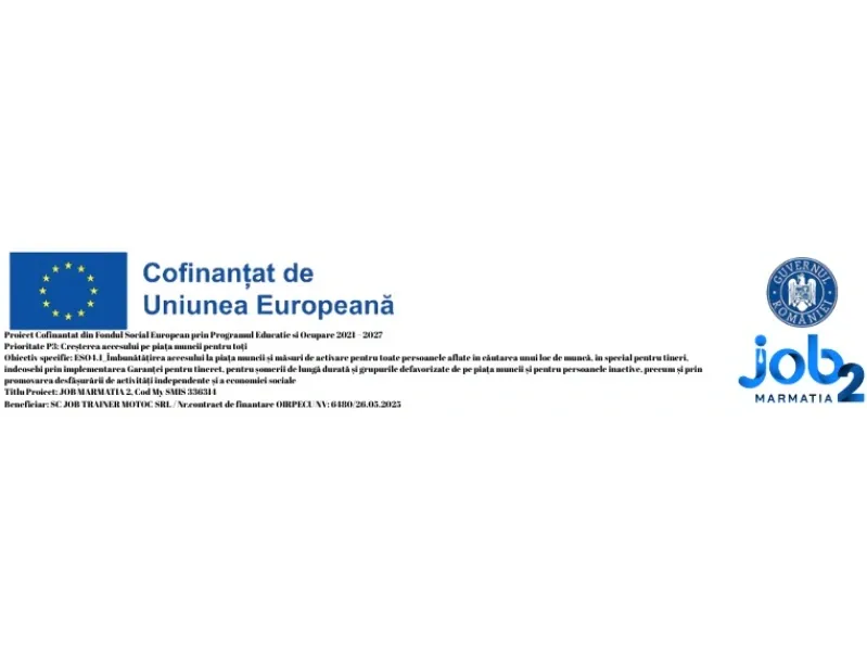 Cursuri de formare profesională derulate în luna august în cadrul proiectului „JOB MARMAȚIA 2”– Cod MySMIS 336314