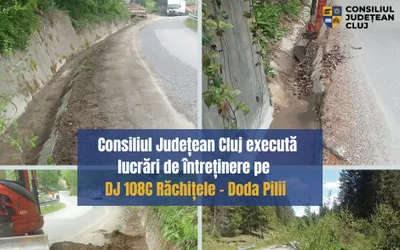 Consiliul Județean Cluj execută lucrări de întreținere pe drumul județean DJ 108C Răchițele – Doda Pilii