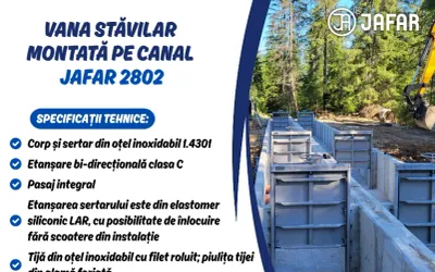 Vană stăvilar montată pe canal JAFAR 2802