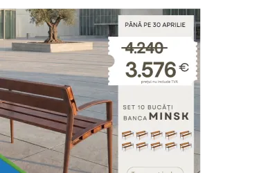 10 Bănci stradale din Lemn Tropical la preț special
