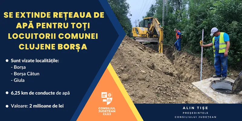 Se extinde rețeaua de apă pentru toți locuitorii comunei clujene Borșa