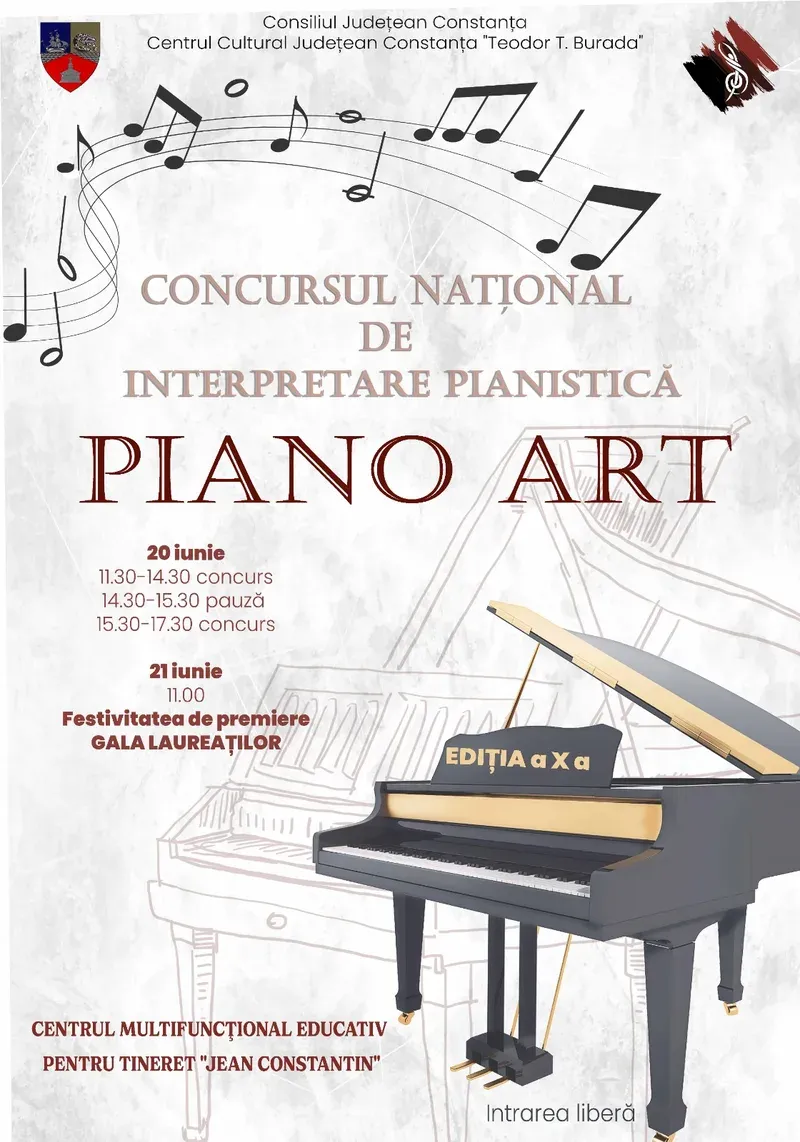 Concursul național „Piano Art” 2026 — înscrieri până pe 5 iunie; concursul se desfășoară 20–21 iunie la Centrul "Jean Constantin"