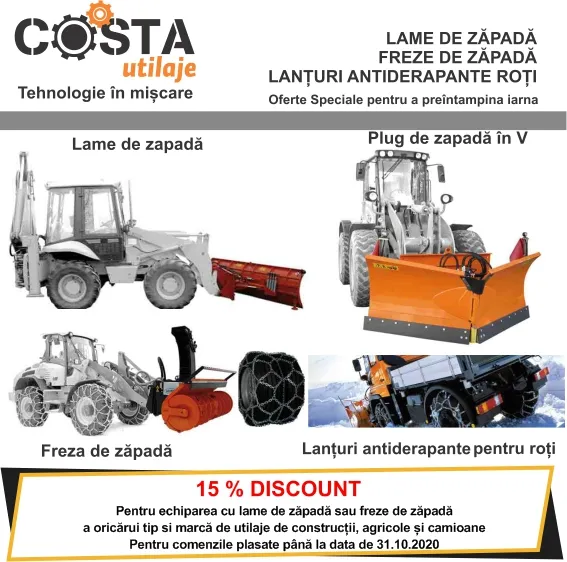 Lame și freze de zăpadă - Ofertă specială petru a preîntâmpina Iarna 2020 - 2021