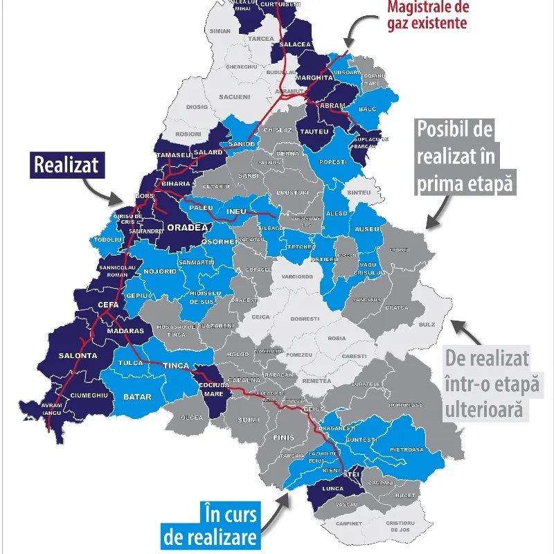 Stadiul lucrărilor la rețelele de gaz din Tileagd, Țețchea, Aștileu și Aleșd
