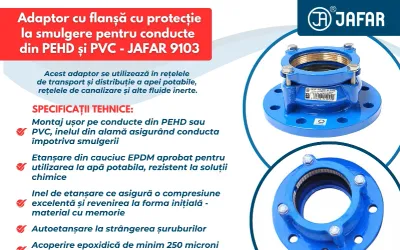 Adaptorul cu flanșă cu protecție la smulgere pentru conducte din PEHD și PVC - JAFAR 9103