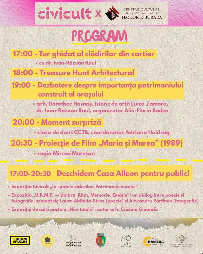 Open Streets. Open Casa Alleon — Strada C.A. Rosetti pietonală și Casa Alleon deschisă publicului pe 14 august