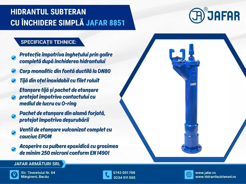 Hidrantul subteran cu închidere simplă JAFAR 8851