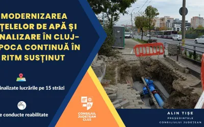 Modernizarea rețelelor de apă și canalizare din Cluj-Napoca continuă în ritm susținut