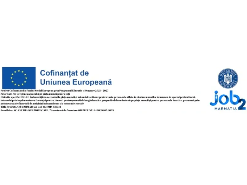 Demararea Grupei 2 a cursului GRATUIT de calificare „Lucrător comercial” în cadrul proiectului „JOB MARMAȚIA 2”