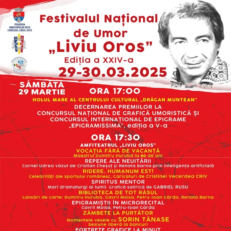 Festivalului Național de Umor „Liviu Oros” ajunge la ediția a XXIV-a și promite umor de neuitat!