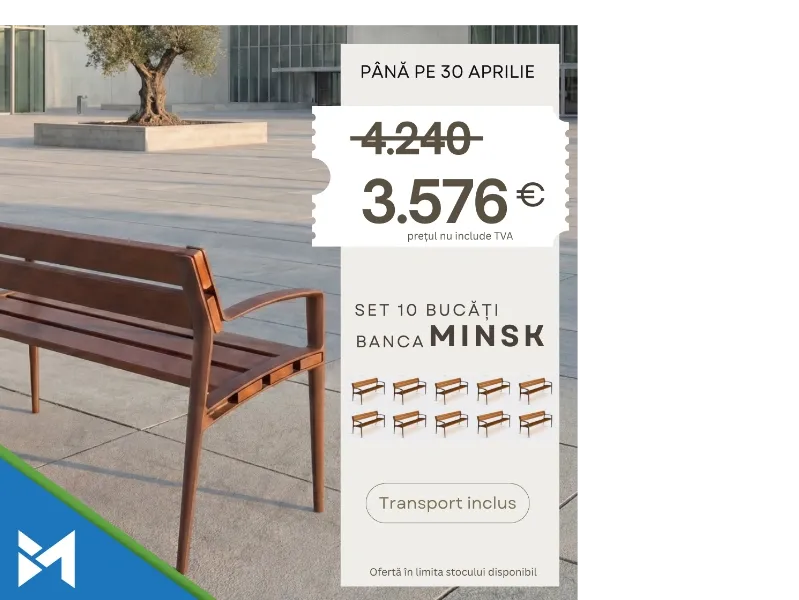 10 Bănci stradale din Lemn Tropical la preț special