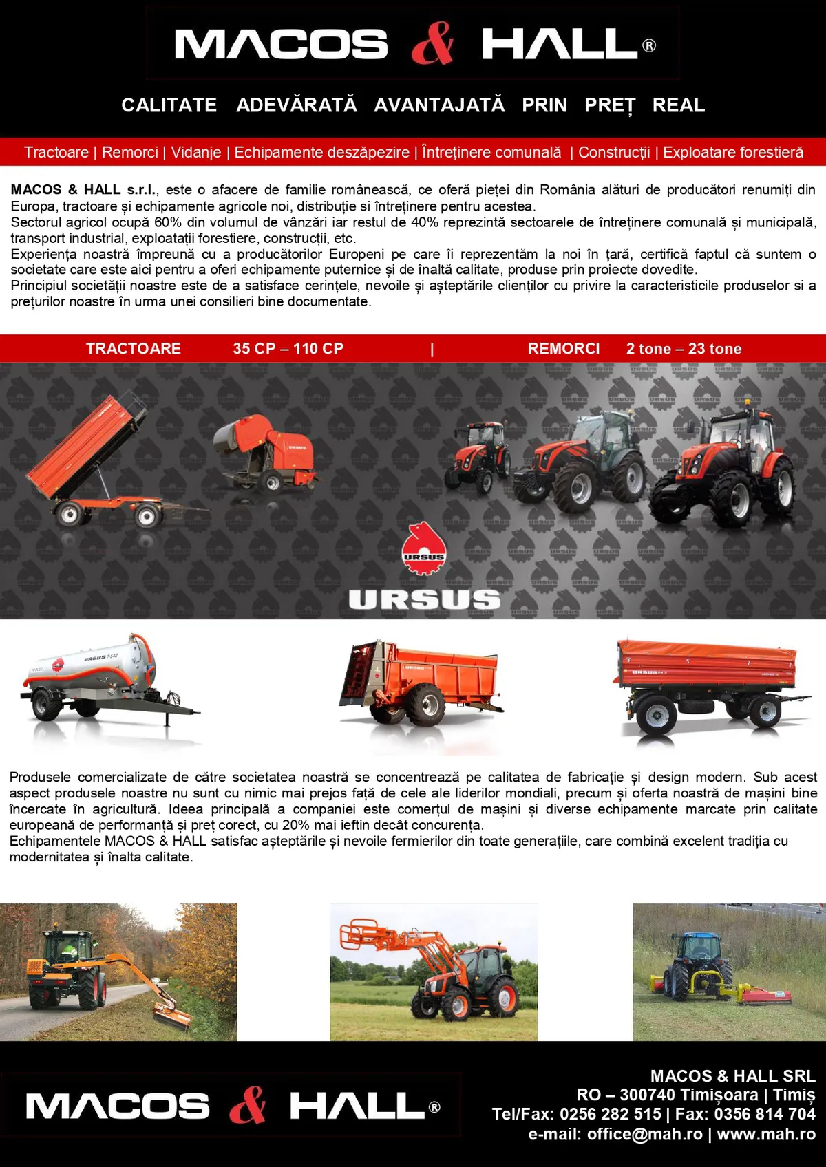 Tractoare | Remorci | Vidanje | Echipamente deszăpezire | Întreținere comunală
