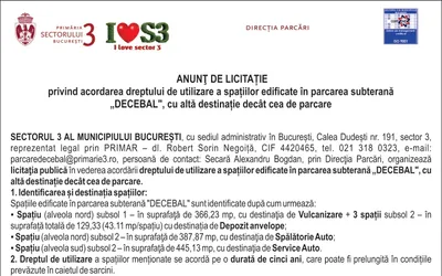 Primăria Sectorului 3 pune la dispoziție spații comerciale