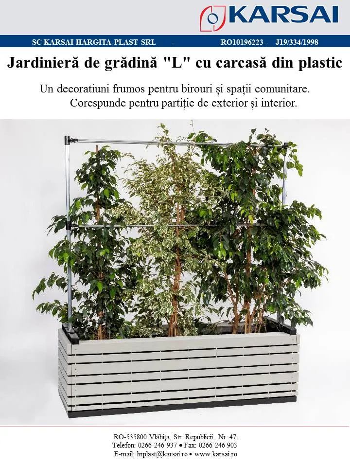 Jardinieră de grădină \"L\" cu carcasă din plastic