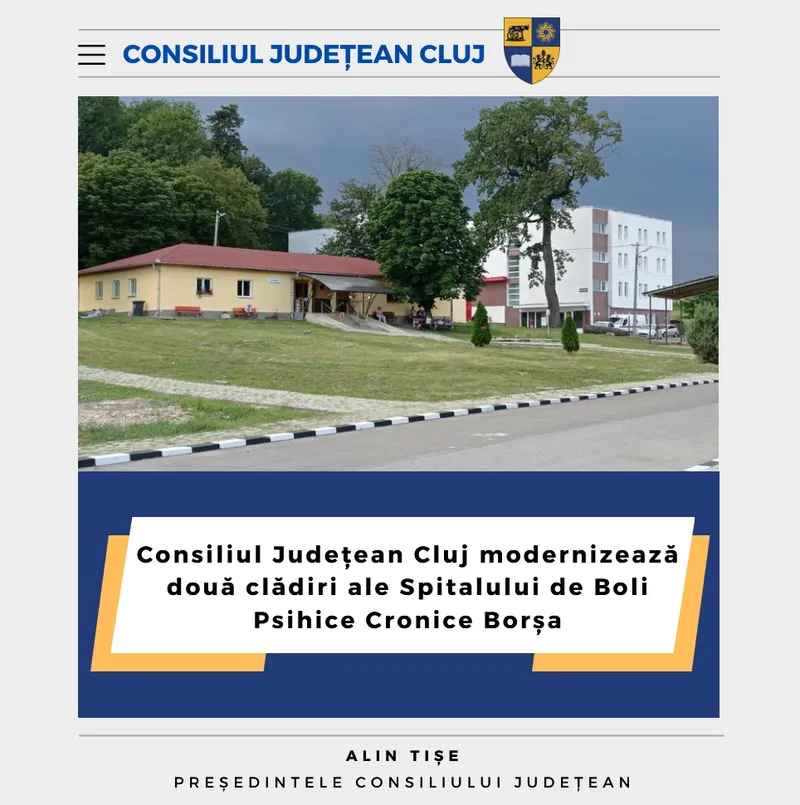 Consiliul Județean Cluj modernizează două clădiri ale Spitalului de Boli Psihice Cronice Borșa