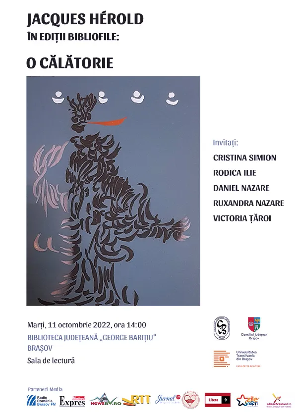 Biblioteca Județeană Brașov vă invită marți, 11 octombrie masa rotundă intitulată Jacques Hérold în ediții bibliofile - o călătorie
