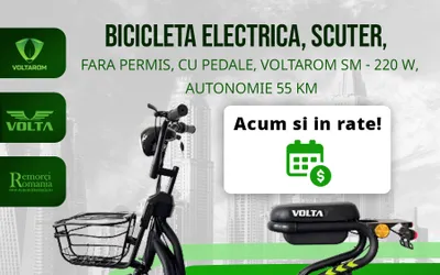Bicicleta electrica, Scuter, Fara Permis, Cu Pedale, Voltarom SM - 220 W, autonomie 55 km