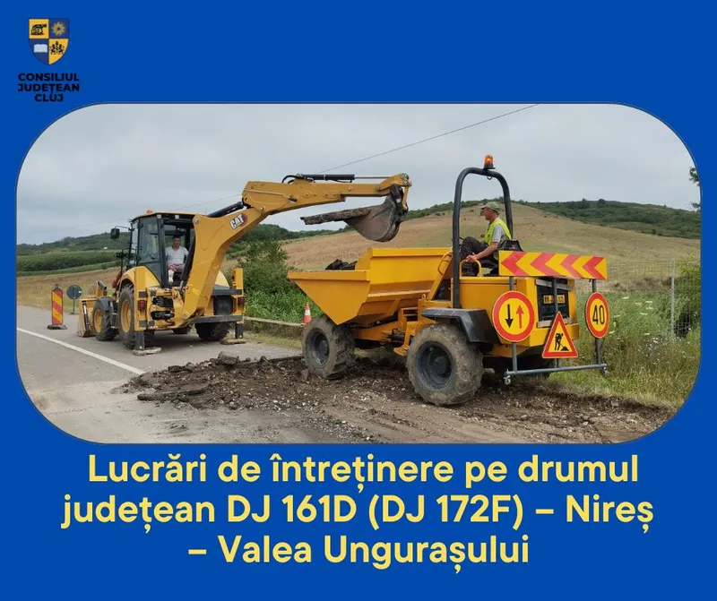 Lucrări de întreținere pe drumul județean DJ 161D (DJ 172F) – Nireș – Valea Ungurașului