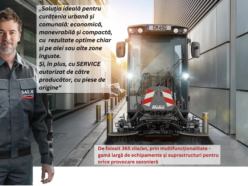 CM 650 - Mașină multifuncțională compactă și flexibilă pt. curățenie urbană și comunală.