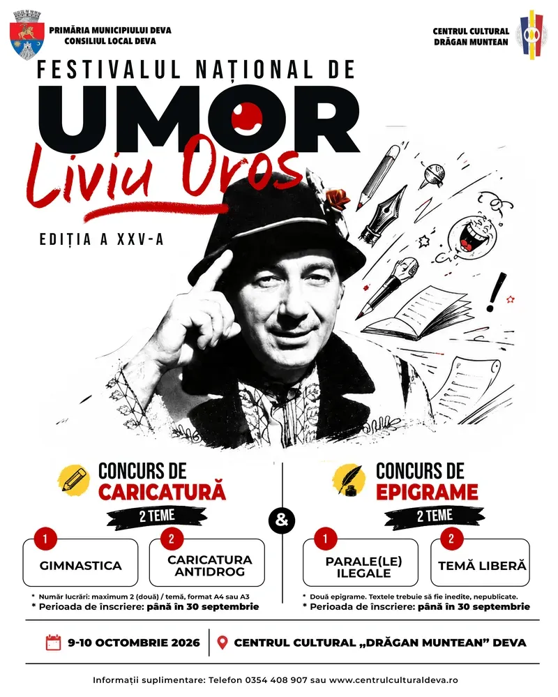 Primăria Deva: Încep înscrierile la a XXV-a ediție a Festivalului Național de Umor „Liviu Oros”