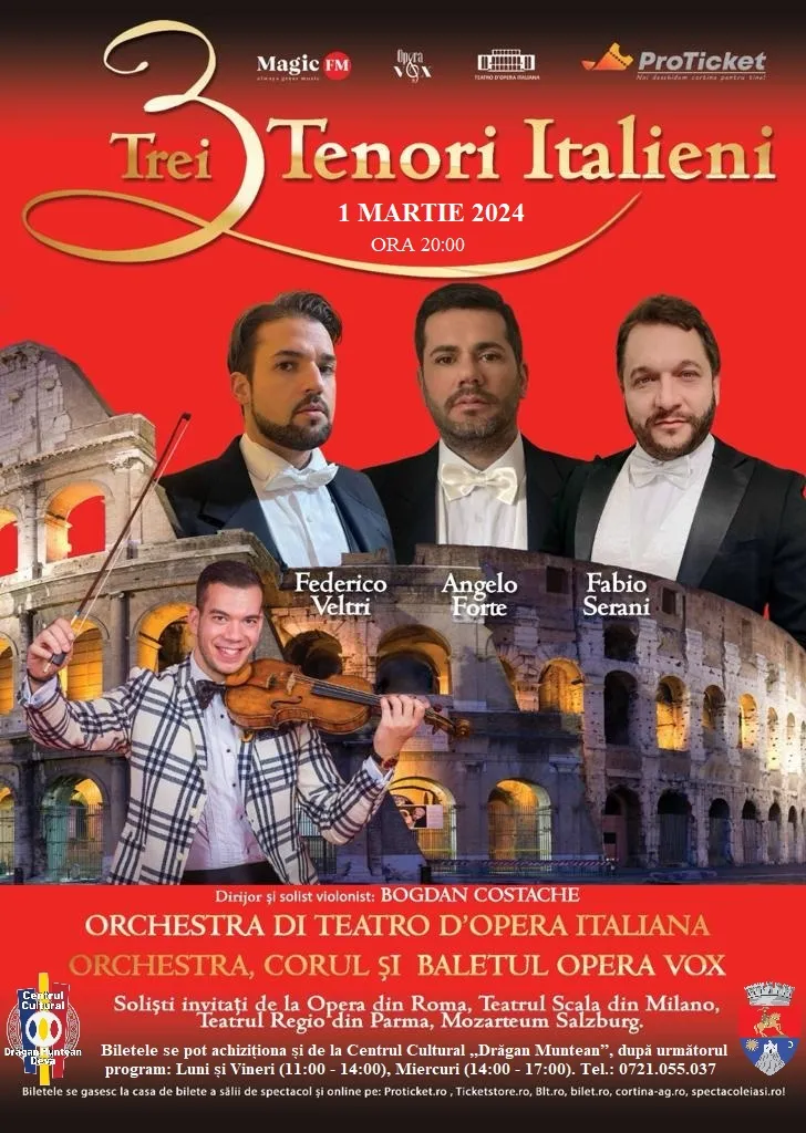 Spectacol extraordinar „3 TENORI ITALIENI”, la Deva!